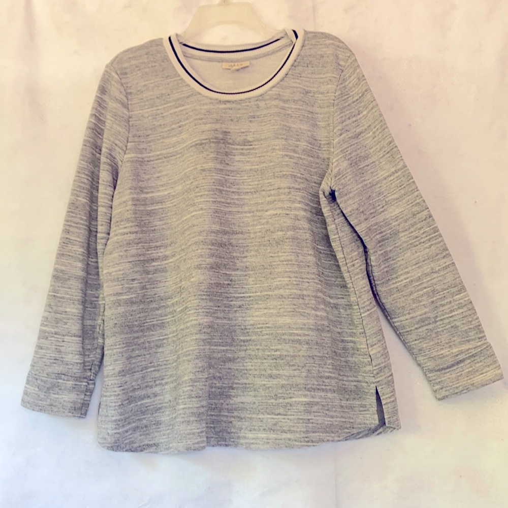 Style & Co Pullover Black White & Gray Top
